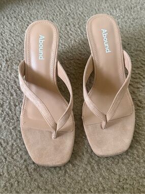 Abound Blush Suede Square-Toe Thong Heels